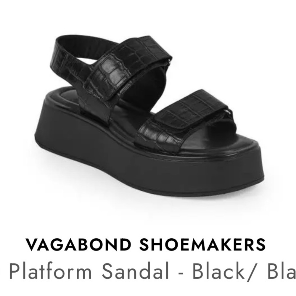 Vagabond Courtney Black Croco Platform Sandal